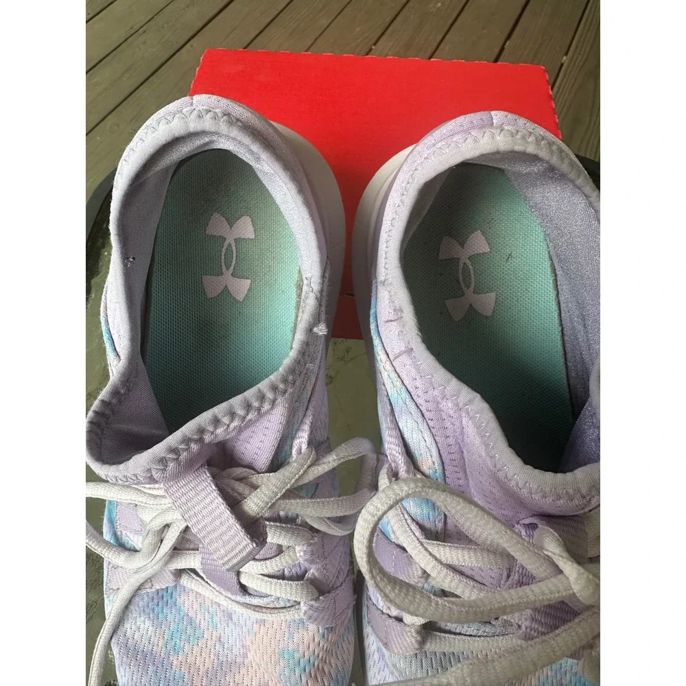 Under Armour Girls Running Shoes‎ Purple Blue Tie Dye Lace Up Sneakers 6Y